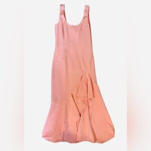 Bardot blush salmon Pink midi dress with ruffle embellished bottom.